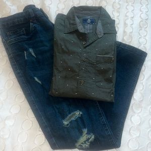 Slim denim and button up bundle up |S& 31x30|